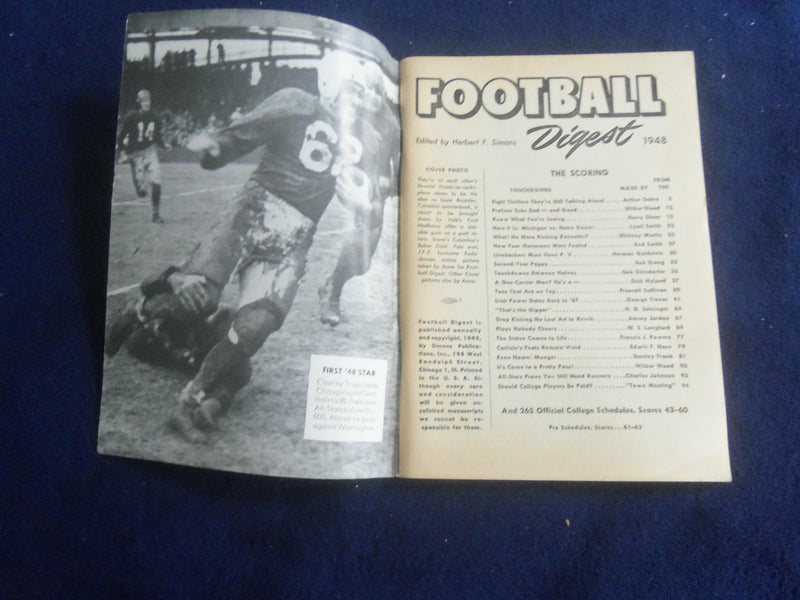 1948 FOOTBALL DIGEST - GENE ROSSIDES & FRED NADHERNY COVER - SP 7492H