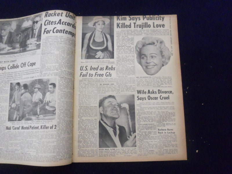 1958 JULY 12 BOSTON DAILY RECORD NEWSPAPER-GOLDFINE DUCKS QUIZ ON LOANS -NP 6354