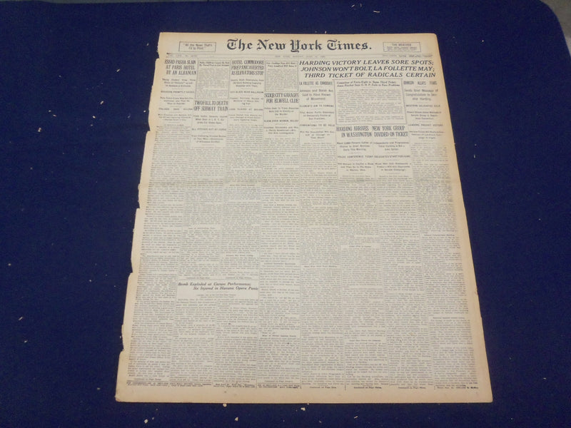 1920 JUNE 14 NEW YORK TIMES - HARDING VICTORY LEAVES SORE SPOTS - NT 9114