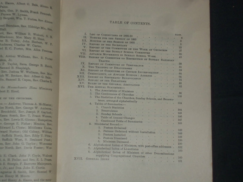 1891-92 CONGREGATIONAL CHURCHES OF MASSACHUSETTS ANNUAL REPORTS-LOT OF 2-J 4376