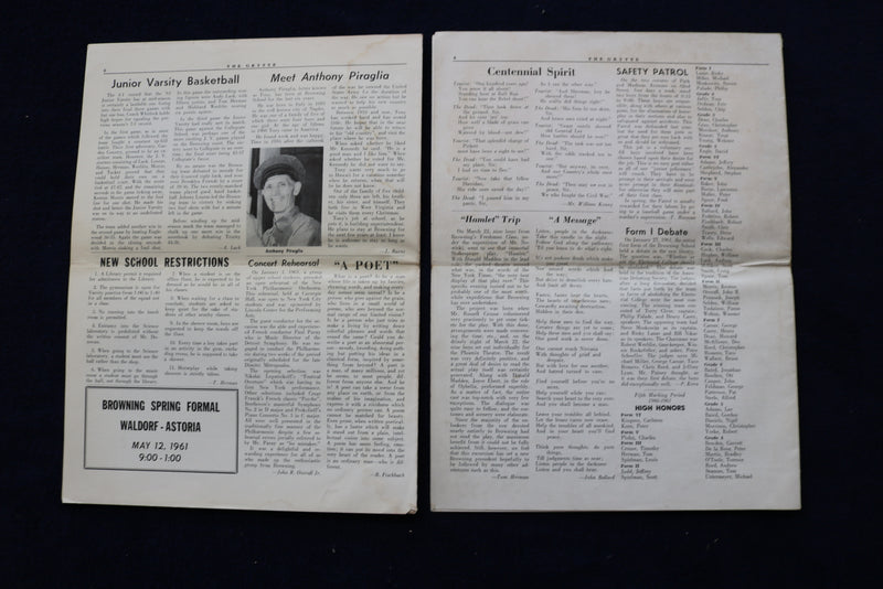 1961 THE GRYTTE NEWSPAPER - BROWNING SCHOOL - LOT OF 2 - K 1615