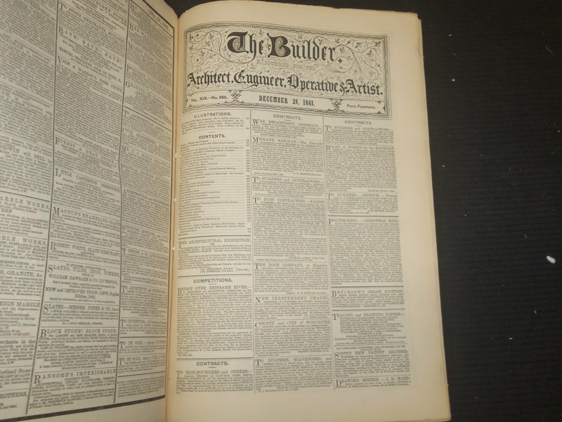 1861 DECEMBER THE BUILDER ARCHITECT MAGAZINE - 4 ISSUES -ILLUSTRATIONS - ST 416Q