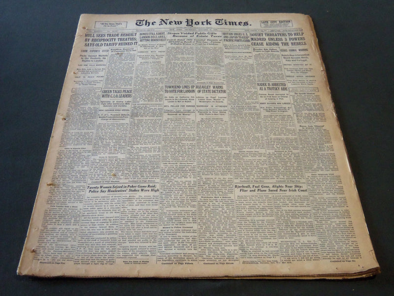 1936 OCTOBER 8 NEW YORK TIMES - SOVIET THREATENS TO HELP MADRID - NT 6692