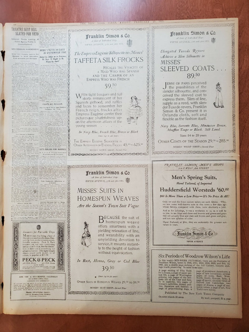 1921 FEBRUARY 25 NEW YORK TIMES - HOOVER ACCEPTS PLACE IN CABINET - NT 8130