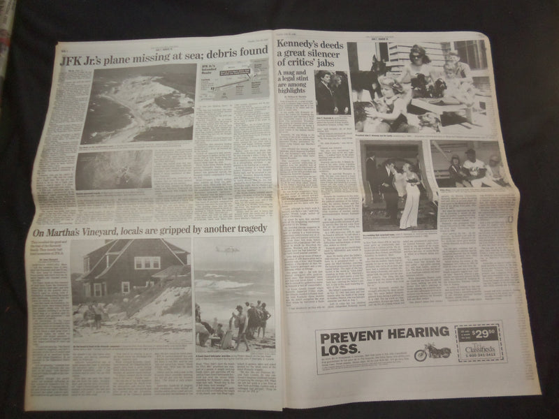 1999 JULY 18 PHILADELPHIA INQUIRER - LOST AT SEA: JFK JR. AND WIFE - NP 7459