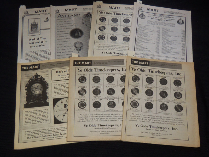 1993-1995 THE MART WATCH AND CLOCK COLLECTOR MAGAZINE LOT OF 7 - O 2820A