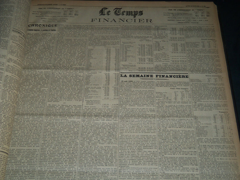1932 JULY-SEPTEMBER LE TEMPS FRENCH NEWSPAPER BOUND VOLUME - VB 14