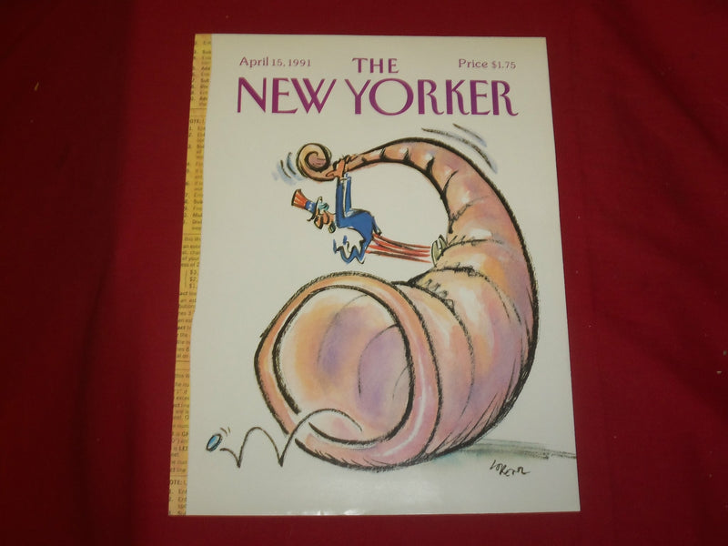 1991 APRIL 15 NEW YORKER MAGAZINE FRONT COVER ONLY - GREAT ART FOR FRAMING