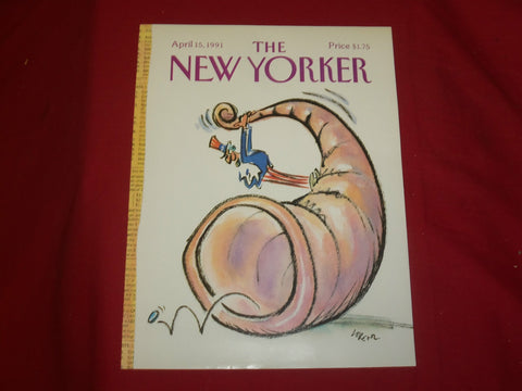 1991 APRIL 15 NEW YORKER MAGAZINE FRONT COVER ONLY - GREAT ART FOR FRAMING