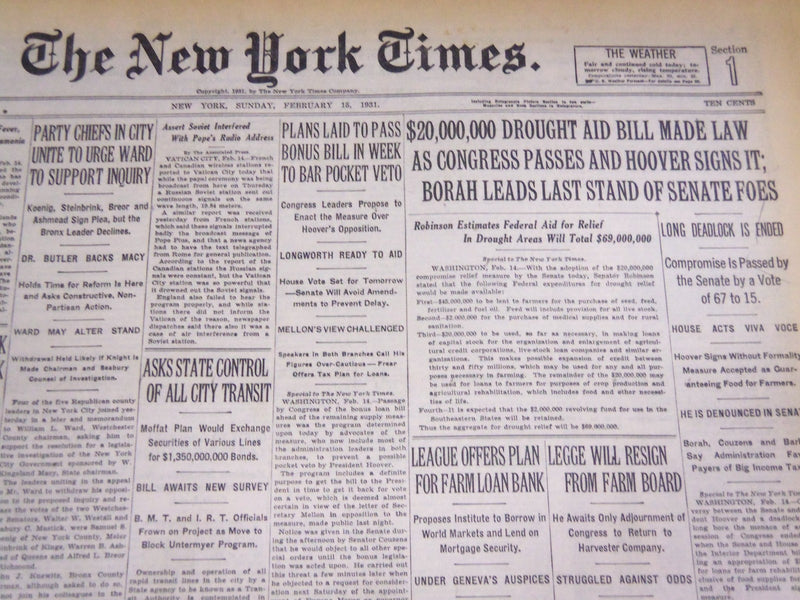 1931 FEBRUARY 15 NEW YORK TIMES - DOUGHT BILL MADE LAW - NT 4137