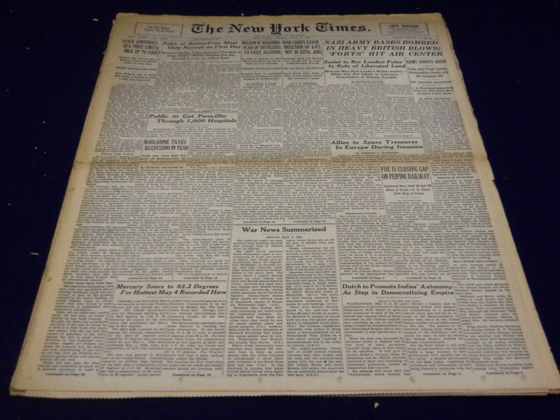 1944 MAY 5 NEW YORK TIMES - NAZI ARMY BASES BOMBED - NT 2597