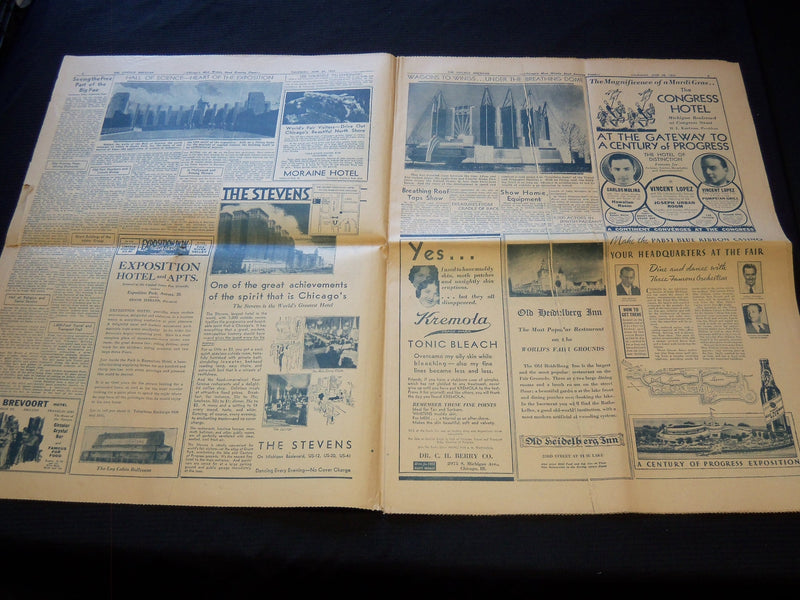 1933 JUNE 29 CHICAGO AMERICAN NEWSPAPER - A CENTURY OF PROGRESS - NP 5825