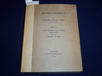 1921 BACH'S CHORALS PART 3 BOOK BY CHARLES SANFORD TERRY - CAMBRIDGE - KD 1417F