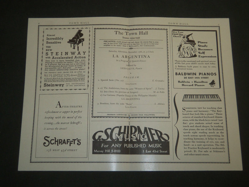 1934-1935 LA ARGENTINA PROGRAMS LOT OF 2 - SPAINS GREATEST DANCER - J 4838