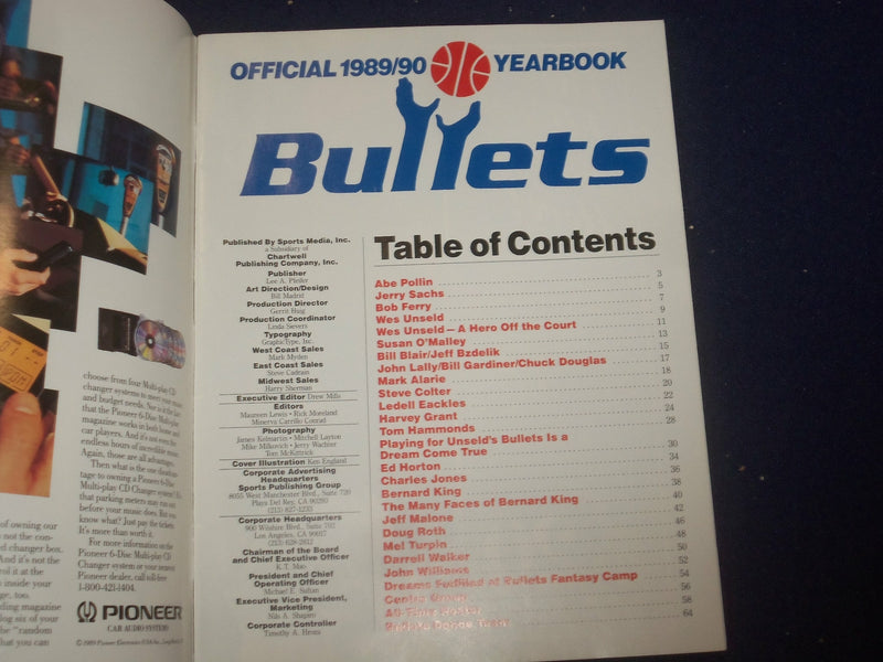 1989-1990 WASHINGTON BULLETS YEARBOOK - ST 6534