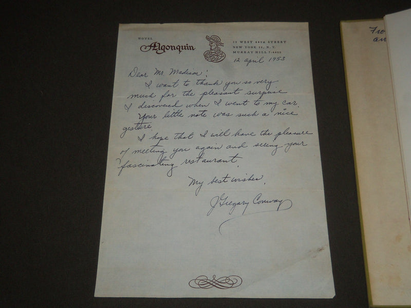 1953 CONWAY'S TREASURY OF FLOWER ARRANGEMENT INSCRIBED BOOK & LETTER - I 1234