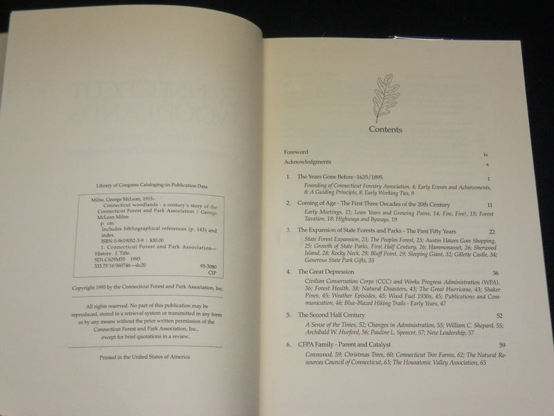 1995 CONNECTICUT WOODLANDS HARDCOVER BOOK BY GEORGE MCLEAN MILNE - KD 6022