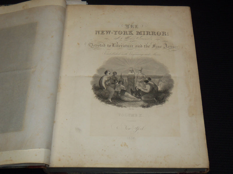 1832-1833 NEW YORK MIRROR AND LADIES GAZETTE BOUND VOLUME - ENGRAVINGS - R 89L