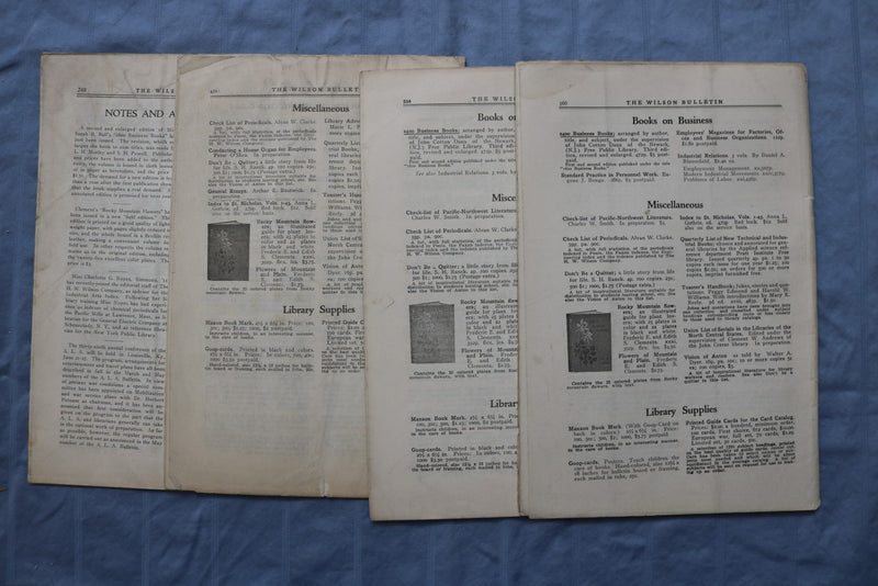 1917-1920 THE WILSON BULLETIN - THE SCHOOL LIBRARY NUMBER - LOT OF 4 - K 2966
