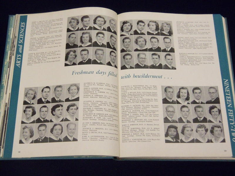 1952 TOWER UNIVERSITY OF DETROIT YEARBOOK - MICHIGAN - GREAT PHOTOS - YB 796