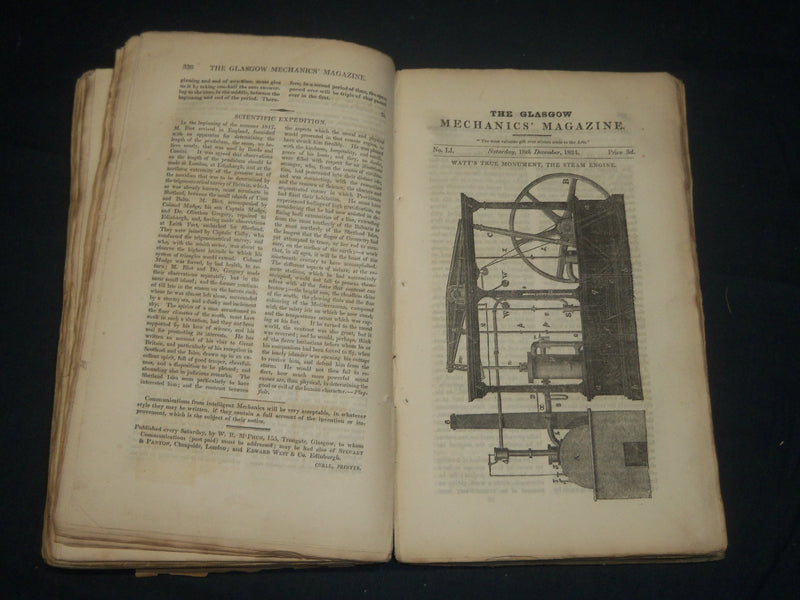 1824-1826 THE GLASGOW MECHANICS MAGAZINE VOLUME LOT OF 5 - JAMES WATT - KD 1960A