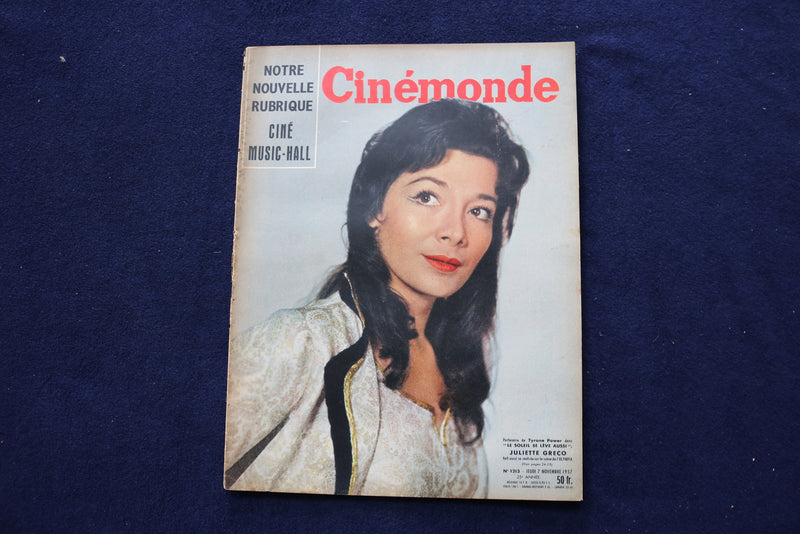 1957 NOVEMBER 7 CINEMONDE MAGAZINE - JULIETTE GRECO - FRENCH COVER - E 23972