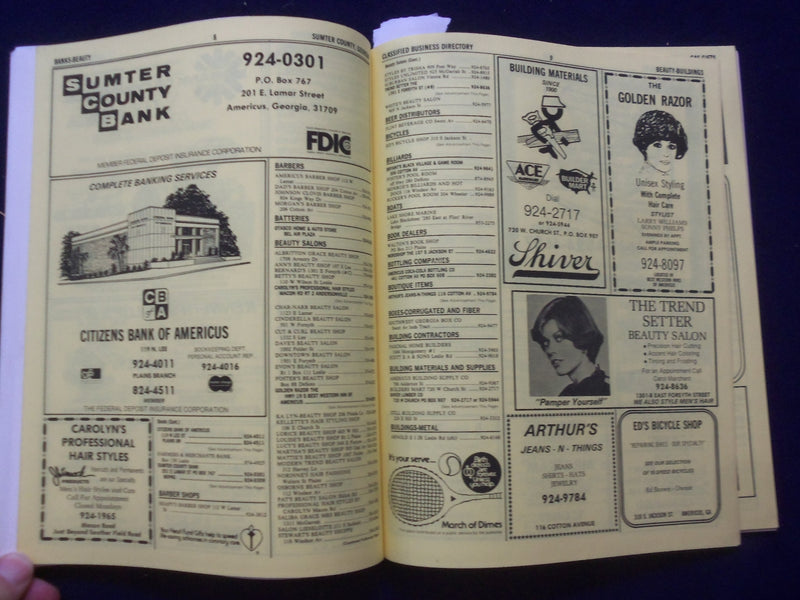 1977 SUMTER COUNTY, GEORGIA DIRECTORY - SOFTCOVER - JIMMIE CARTER - SP 1534T