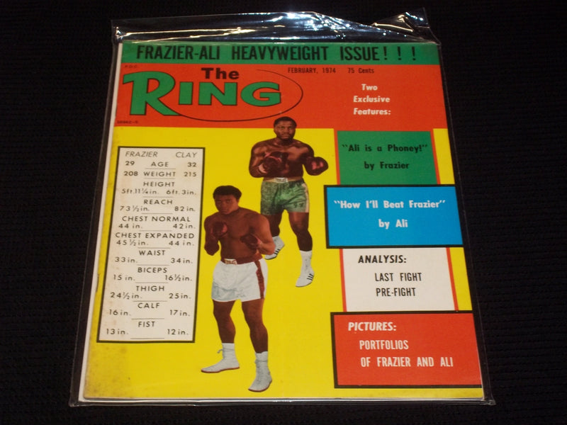 1974 FEBRUARY THE RING MAGAZINE - ALI FRAZIER FRONT COVER - E 4667