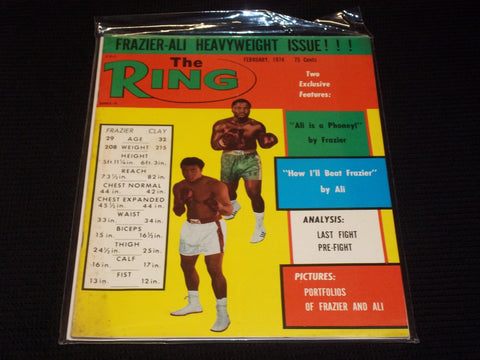 1974 FEBRUARY THE RING MAGAZINE - ALI FRAZIER FRONT COVER - E 4667