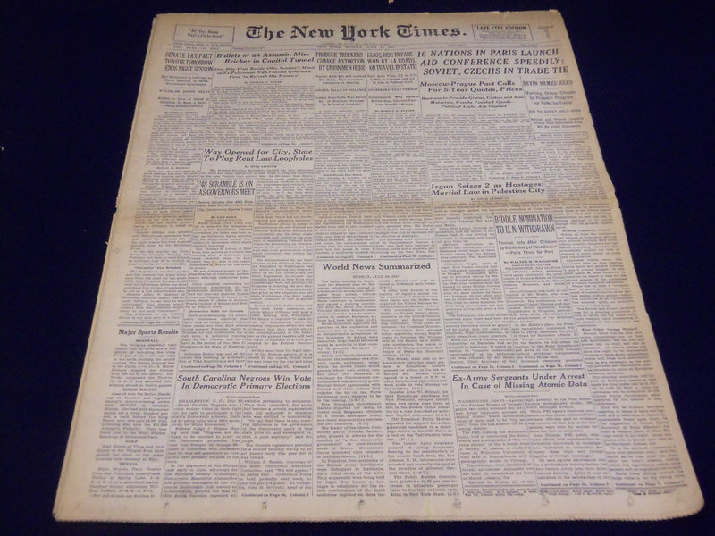 1947 JUL 13 NEW YORK TIMES - BULLETS OF ASSASSIN MISS BRICKER CAPITOL - NT 1408