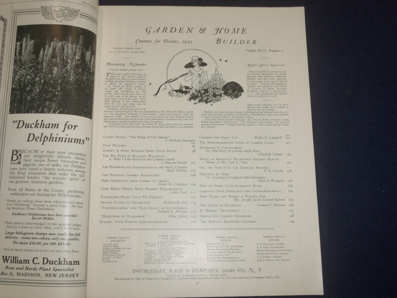 1925 OCTOBER GARDEN MAGAZINE & HOME BUILDER - OUR PRIZE OFFER HOUSE - ST 5347J
