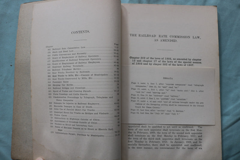 1907-1915 WISCONSIN RAILROAD COMMISSION REPORTS - LOT OF 3 - SOFTCOVER - K 3262