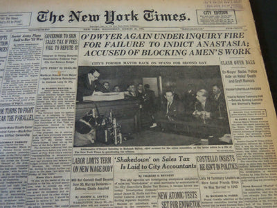 1951 MARCH 21 NEW YORK TIMES - O'DWYER AGAIN UNDER INQUIRY FIRE - NT 5943