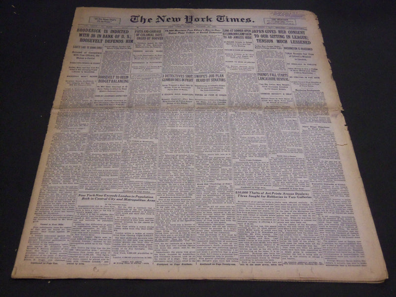 1931 OCTOBER 20 NEW YORK TIMES - 10,000 MOURNERS PASS EDISON'S BIER - NT 5013