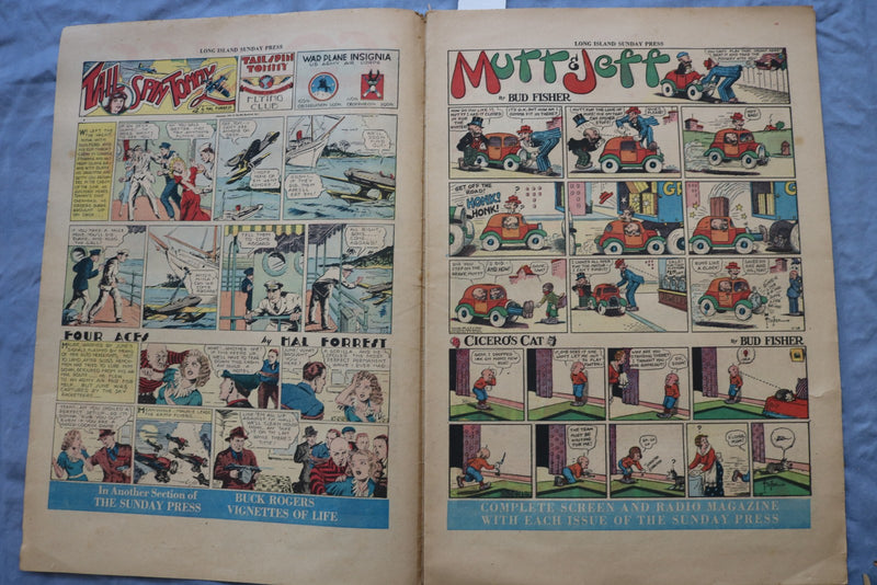 1936 LONG ISLAND SUNDAY PRESS NEWSPAPER COLOR COMICS - LOT OF 2 - NP 9227