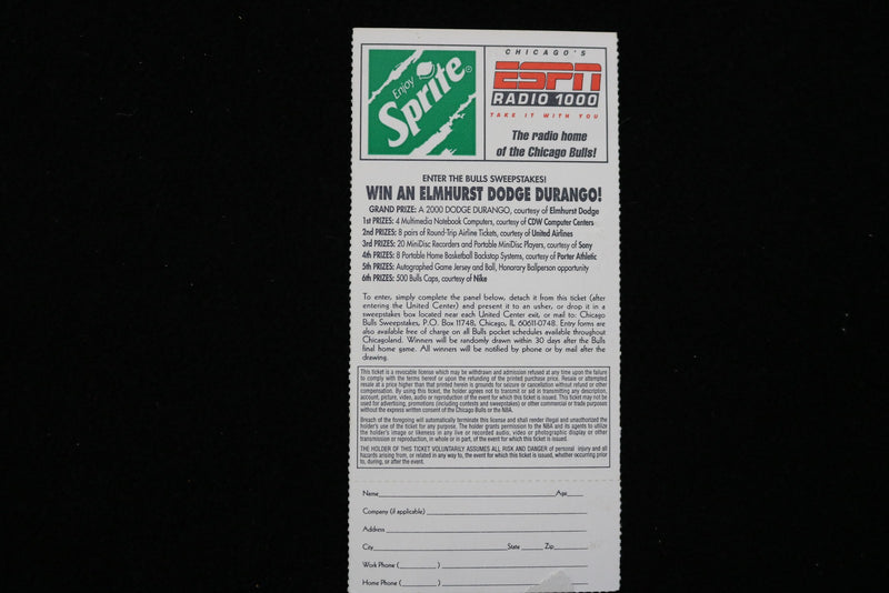 1999 NOVEMBER 3 CHICAGO BULLS VS. NEW YORK KNICKS TICKET STUB - K 2843