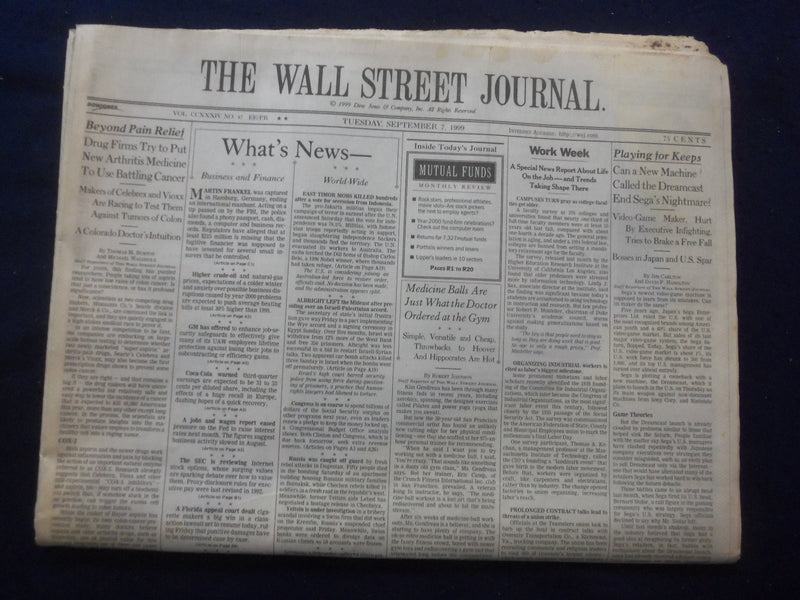 1999 SEP 7 THE WALL STREET JOURNAL - SEGA'S DREAMCAST MACHINE - WJ 319