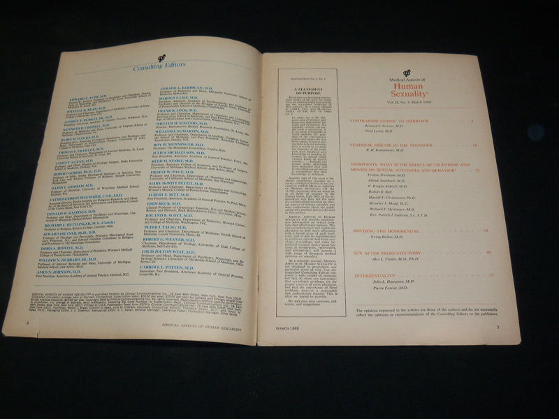 1967-1968 MEDICAL ASPECTS OF HUMAN SEXUALITY MAGAZINE LOT OF 11 - O 2389