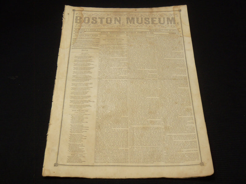 1851 FEB 8 BOSTON MUSEUM NEWSPAPER - THOMAS BUCHANAN READ - TENNYSON - NP 9034