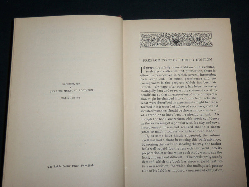 1901 THE IMPROVEMENT OF TOWNS AND CITIES BOOK BY CHARLES ROBINSON - KD 7224