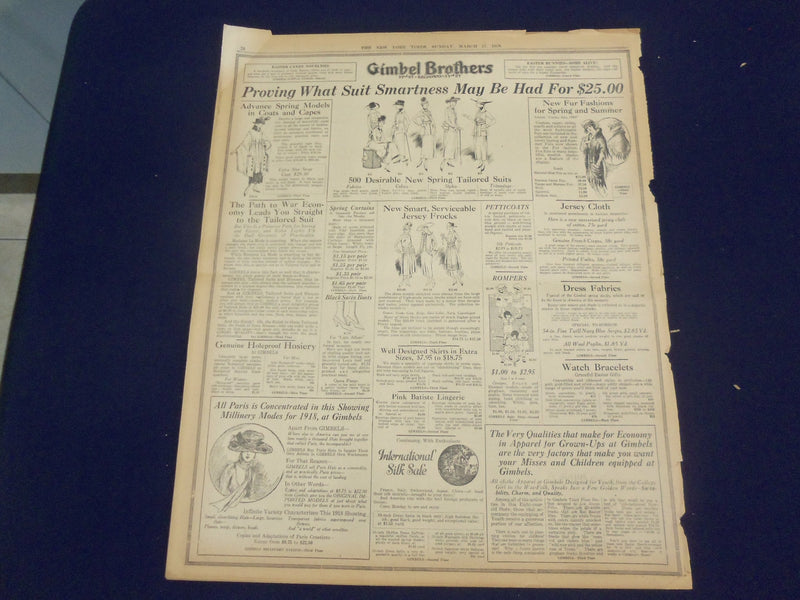1918 MARCH 17 NEW YORK TIMES - FRENCH DEFY GREMAN OFFENSIVE - NT 8153