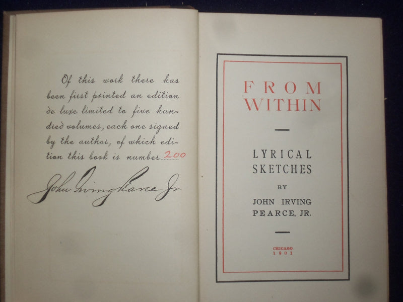 1901 FROM WITHIN LYRICAL SKETCHES HARDCOVER BOOK BY JOHN IRVING PEARCE - KD 9127