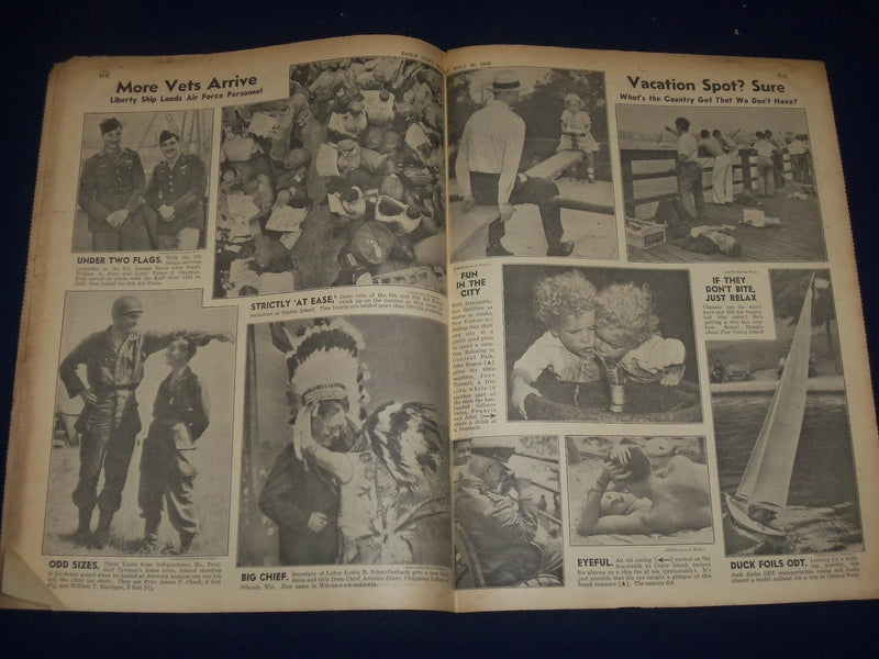 1945 JULY 23 NEW YORK DAILY NEWS - 3RD FLEET HIT 416 JAP SHIPS - NP 1744