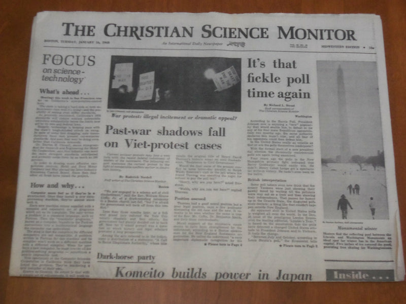 1968 JAN 16 THE CHRISTIAN SCIENCE MONITOR - VIETNAM PROTEST CASES - NP 4626