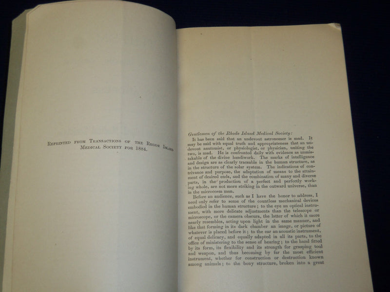 1884 RHODE ISLAND MEDICAL SOCIETY THEISM ADDRESS BY GEORGE CHACE - J 4470