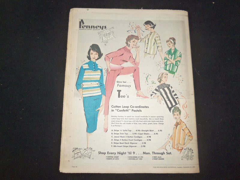 1963 DEC 8 MILWAUKEE JOURNAL TV SCREEN SECTION - JOEY BISHOP COVER - NP 8062