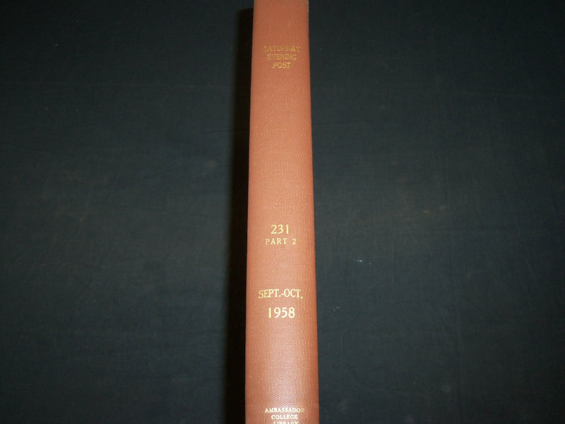 1958 SEPT-OCT SATURDAY EVENING POST MAGAZINE VOLUME - GREAT COVERS - KD 5960
