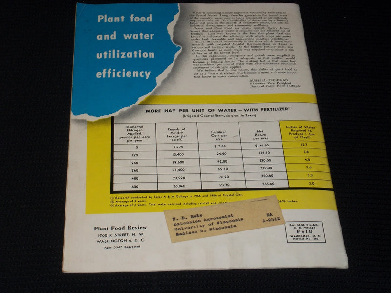 1957 FALL PLANT FOOD REVIEW MAGAZINE - CALIFORNIA ROUNDUP FRONT COVER - E 5446