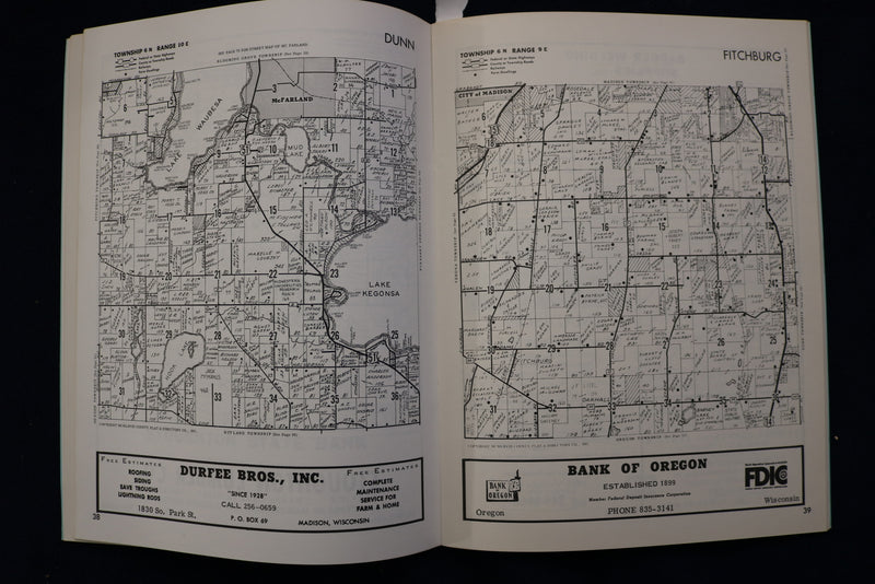 1968 DANE COUNTY WISCONSIN FARM PLAT BOOK AND DIRECTORY- SOFTCOVER - K 1429