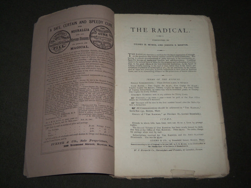 1865-1869 THE RADICAL MONTHLY MAGAZINE LOT OF 27 - NATURAL RELIGION - WR 1371
